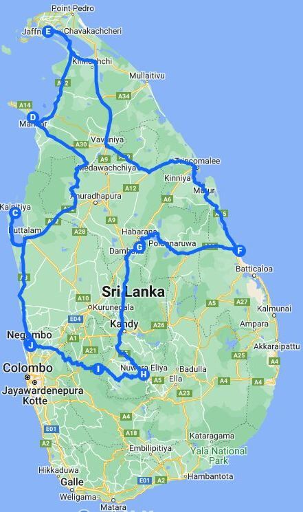 12 Days North Coast,Culture & Adventure Sri Lanka Tour Itinerary