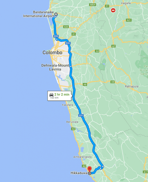 Colombo Airport to Hikkaduwa Transfer