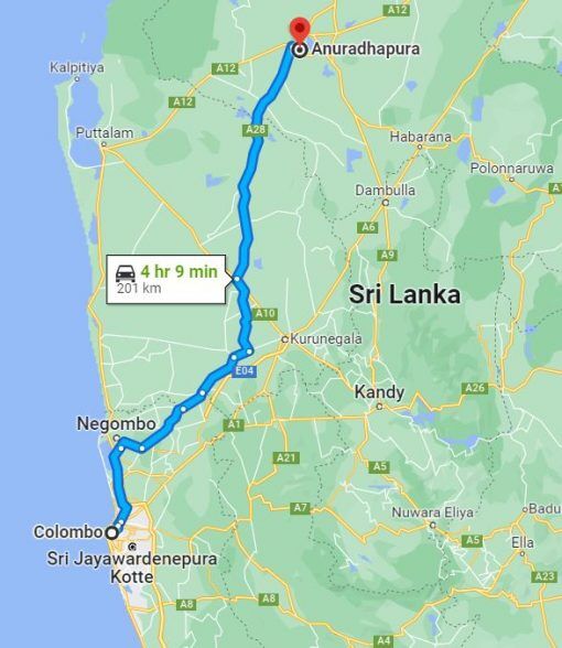 colombo to Anuradhapura