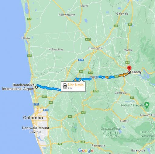 Kandy City to Colombo Airport Transfer