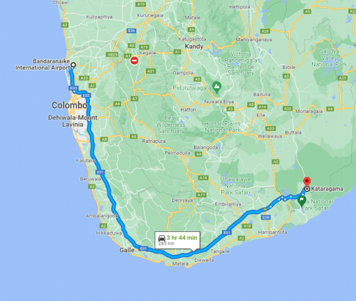 Colombo Airport to Katharagama Transfer