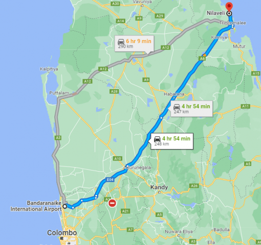 Colombo Airport to Nilaveli Transfer