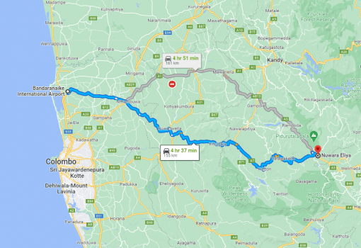 Colombo Airport to Nuwara Eliya Transfer