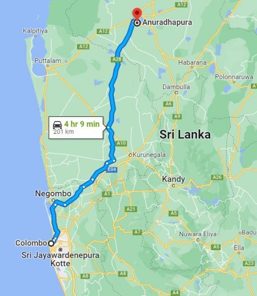 colombo to Anuradhapura